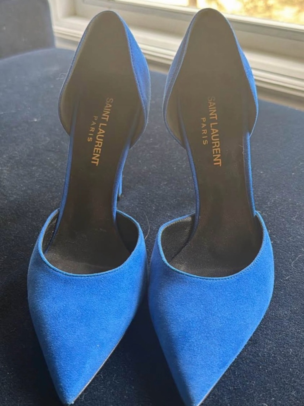 Saint Laurent Electric Blue Suede D'Orsay Pumps